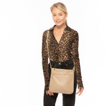 Women's Beige Leather Crossbody Bag - SUSU Saxon Small Messenger Purse - Diazza