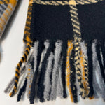 Women's Black and Grey Striped Scarf - Winter Plaid Scarf 80x25 inches - 8.5 oz - Diazza