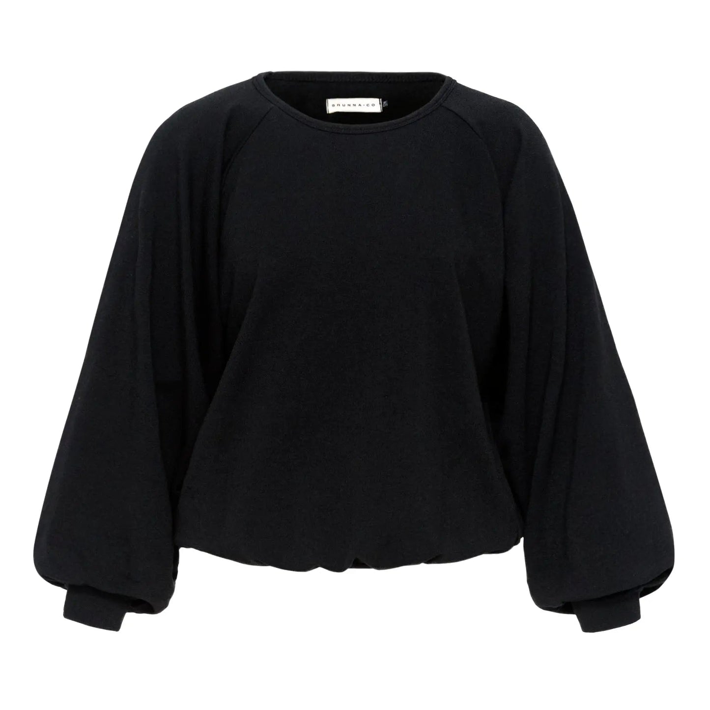 Women's Black Bamboo Fleece Sweater - HALEY Oversized Crewneck with Pockets - Diazza