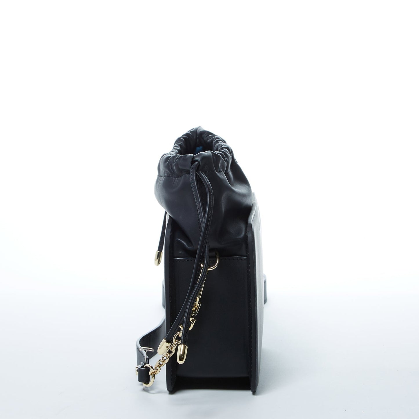 Women's Black Leather Bucket Bag - SUSU Patricia Drawstring Medium Purse - Diazza