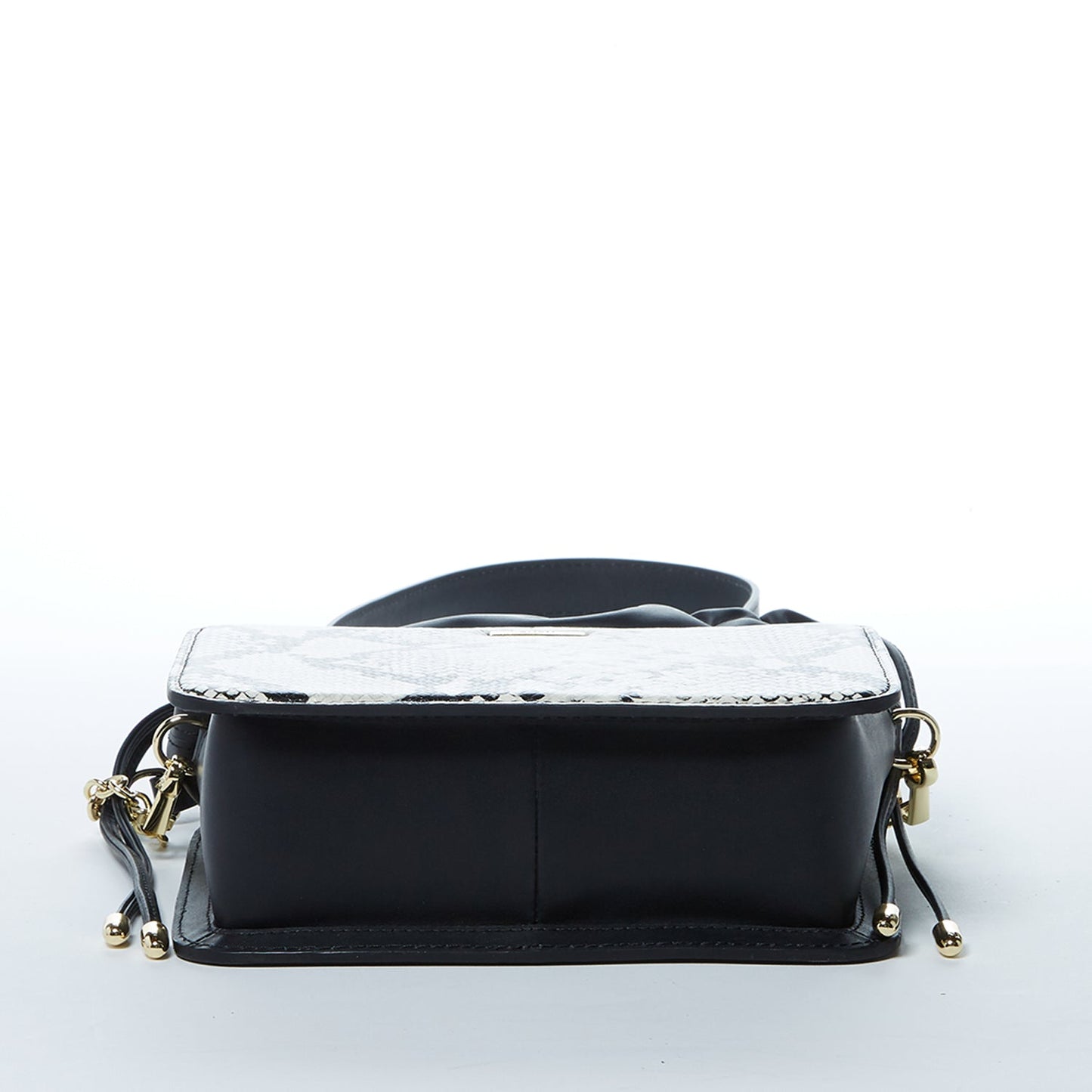 Women's Black Leather Bucket Bag - SUSU Patricia Snakeskin Print Drawstring Purse - Diazza