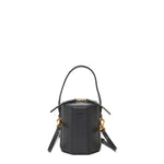 Women's Black Leather Bucket Bag - SUSU Small Crossbody Handbag with Gold Hardware - Diazza