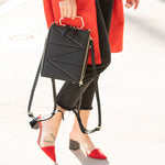 Women's Black Leather Convertible Backpack - SUSU 3 - in - 1 Crossbody Purse - Diazza