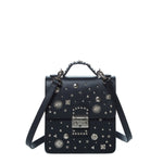 Women's Black Leather Convertible Backpack - SUSU Hollywood 3 - in - 1 Crossbody Purse - Diazza