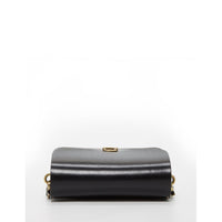 Women's Black Leather Crossbody Bag - SUSU Nanah Camera Bag Style with Bronze Hardware - Diazza