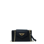 Women's Black Leather Mini Crossbody Bag - SUSU Wristlet Purse with Chain Strap - Diazza
