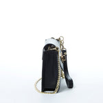Women's Black Leather Mini Crossbody Bag - SUSU Wristlet Purse with Chain Strap - Diazza