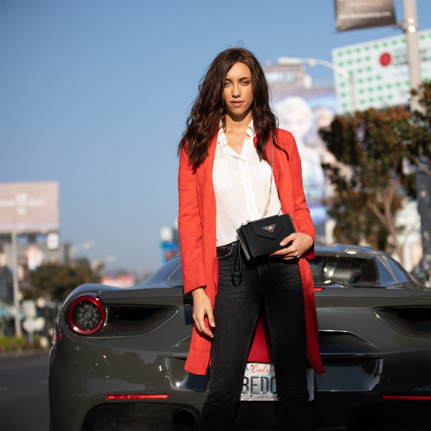 Women's Black Leather Mini Crossbody Bag - SUSU Wristlet Purse with Chain Strap - Diazza