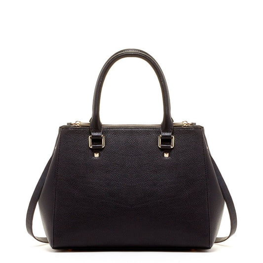 Women's Black Leather Satchel Bag - SUSU Chloe Large Handbag with Crossbody Strap - Diazza