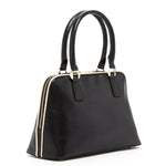 Women's Black Saffiano Leather Satchel Bag - SUSU Melissa Dome Work Purse - Diazza