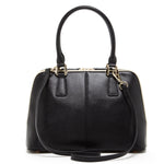 Women's Black Saffiano Leather Satchel Bag - SUSU Melissa Dome Work Purse - Diazza