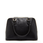 Women's Black Saffiano Leather Satchel Bag - SUSU Melissa Dome Work Purse - Diazza