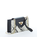 Women's Black Snakeskin Mini Crossbody Bag - SUSU Mary Leather Wristlet Purse - Diazza