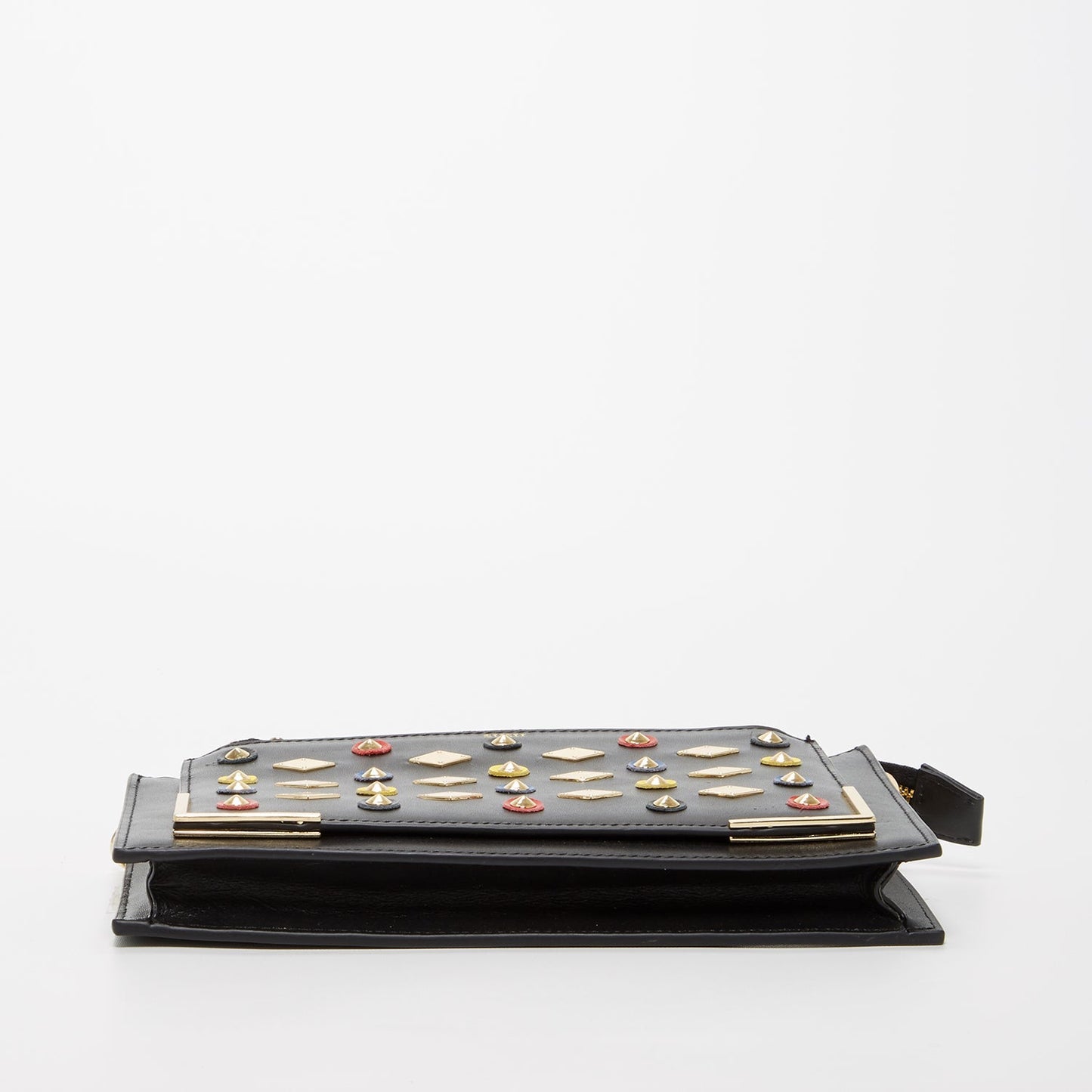 Women's Black Studded Crossbody Clutch - SUSU Austin Convertible Leather Purse - Diazza