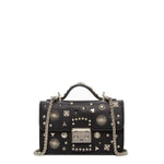 Women's Black Studded Leather Small Crossbody Bag - SUSU Hollywood Purse - Diazza
