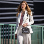 Women's Black Studded Leather Small Crossbody Bag - SUSU Hollywood Purse - Diazza