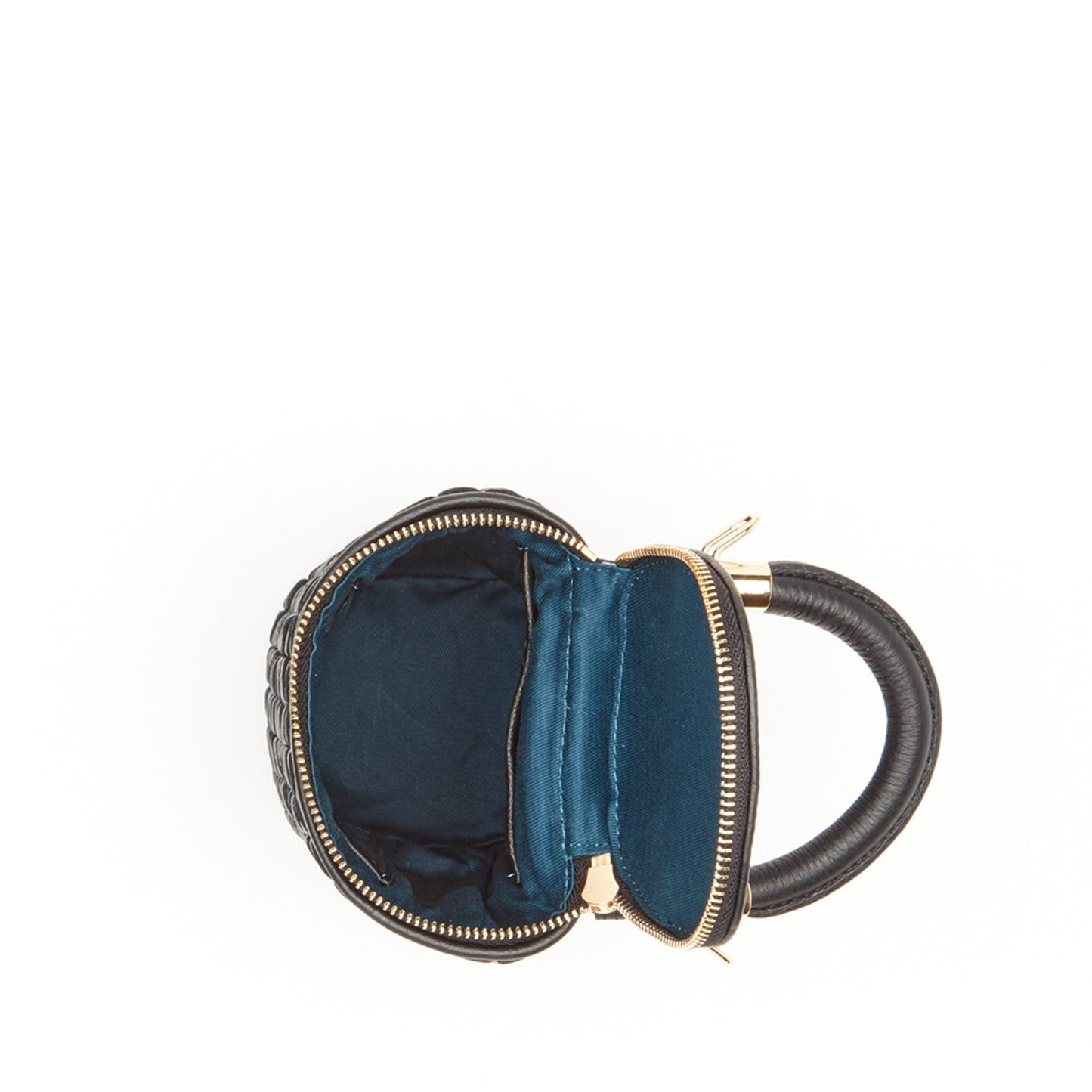 Women's Black Woven Leather Mini Bucket Bag - SUSU Small Crossbody Purse - Diazza