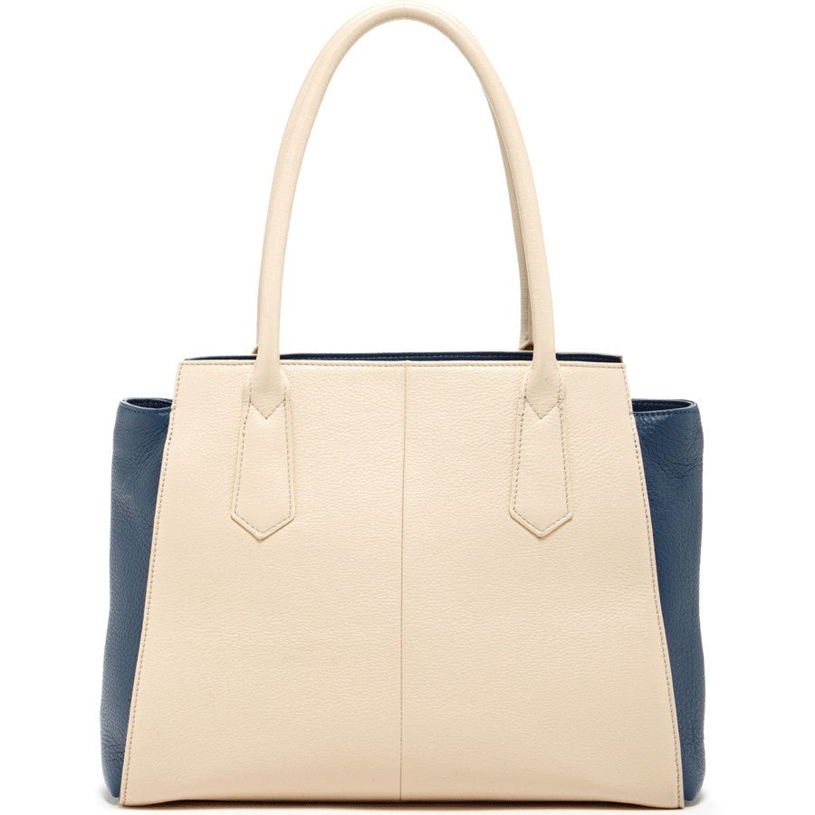 Women's Blue Ivory Leather Tote Bag - SUSU Jody Large Handbag - Diazza