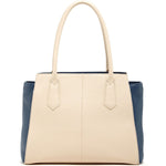 Women's Blue Ivory Leather Tote Bag - SUSU Jody Large Handbag - Diazza