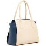 Women's Blue Ivory Leather Tote Bag - SUSU Jody Large Handbag - Diazza