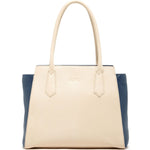 Women's Blue Ivory Leather Tote Bag - SUSU Jody Large Handbag - Diazza