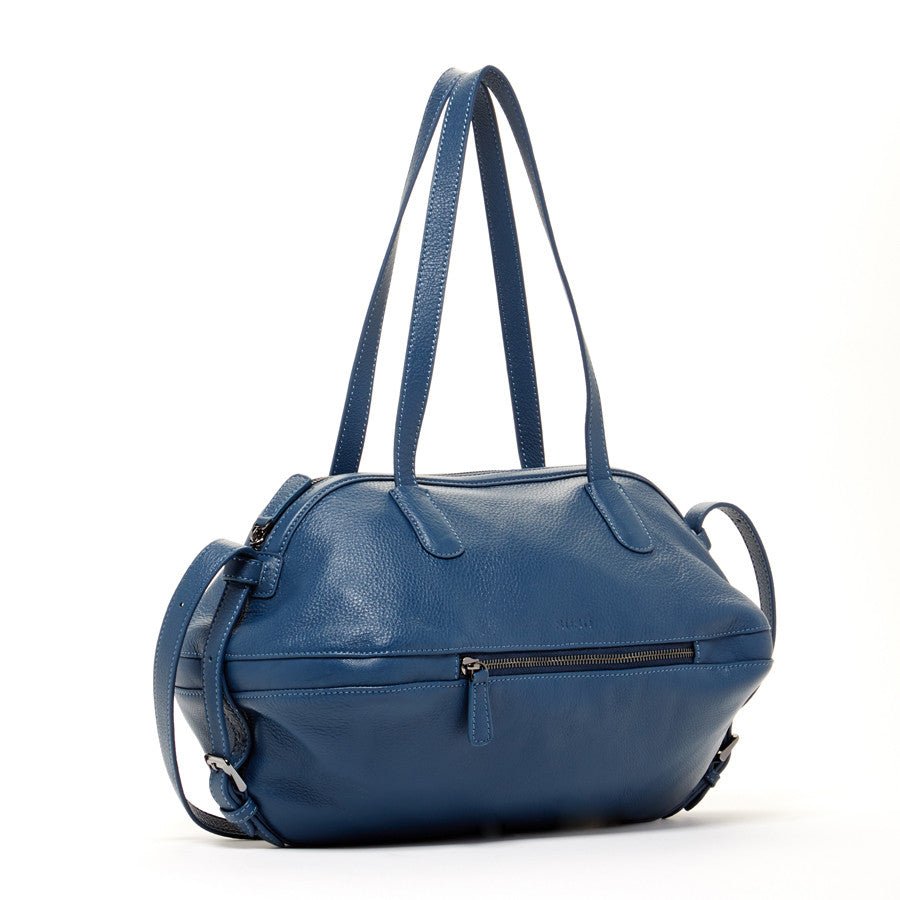Women's Blue Leather Satchel Bag - SUSU Catherine Large Shoulder Purse - Diazza