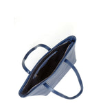 Women's Blue Leather Shoulder Bag - SUSU Ludlow Studded Tote with Zipper - Diazza