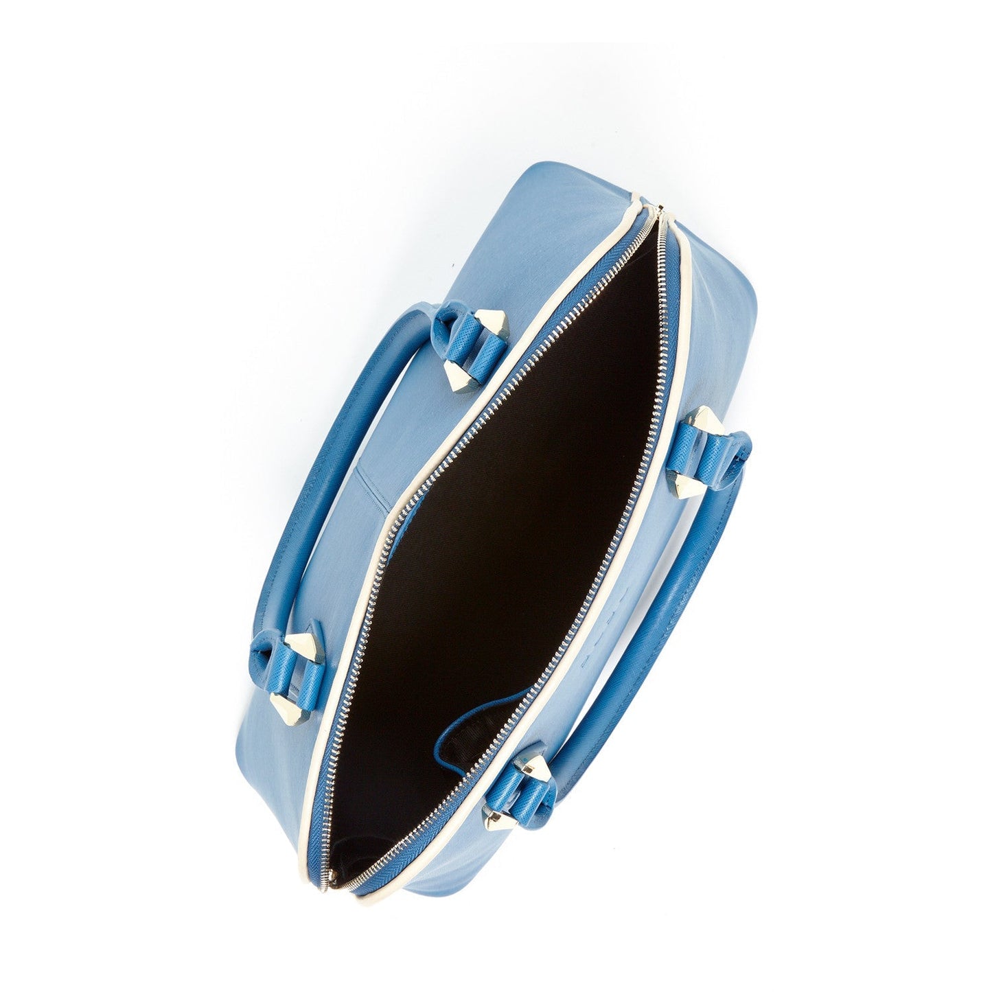 Women's Blue Saffiano Leather Satchel Bag - SUSU Melissa Dome Purse - Diazza