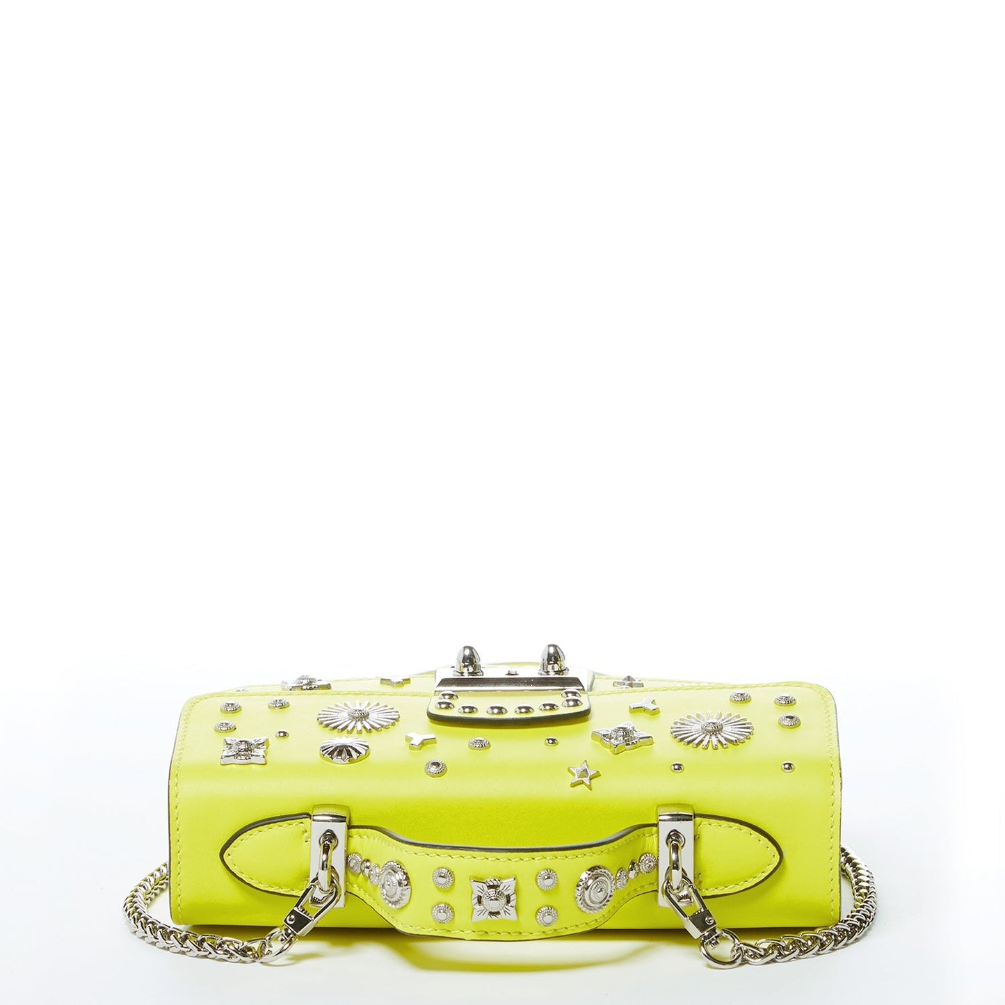 Women's Bright Yellow Leather Crossbody Bag - SUSU Hollywood Studded Mini Purse - Diazza
