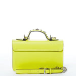 Women's Bright Yellow Leather Crossbody Bag - SUSU Hollywood Studded Mini Purse - Diazza