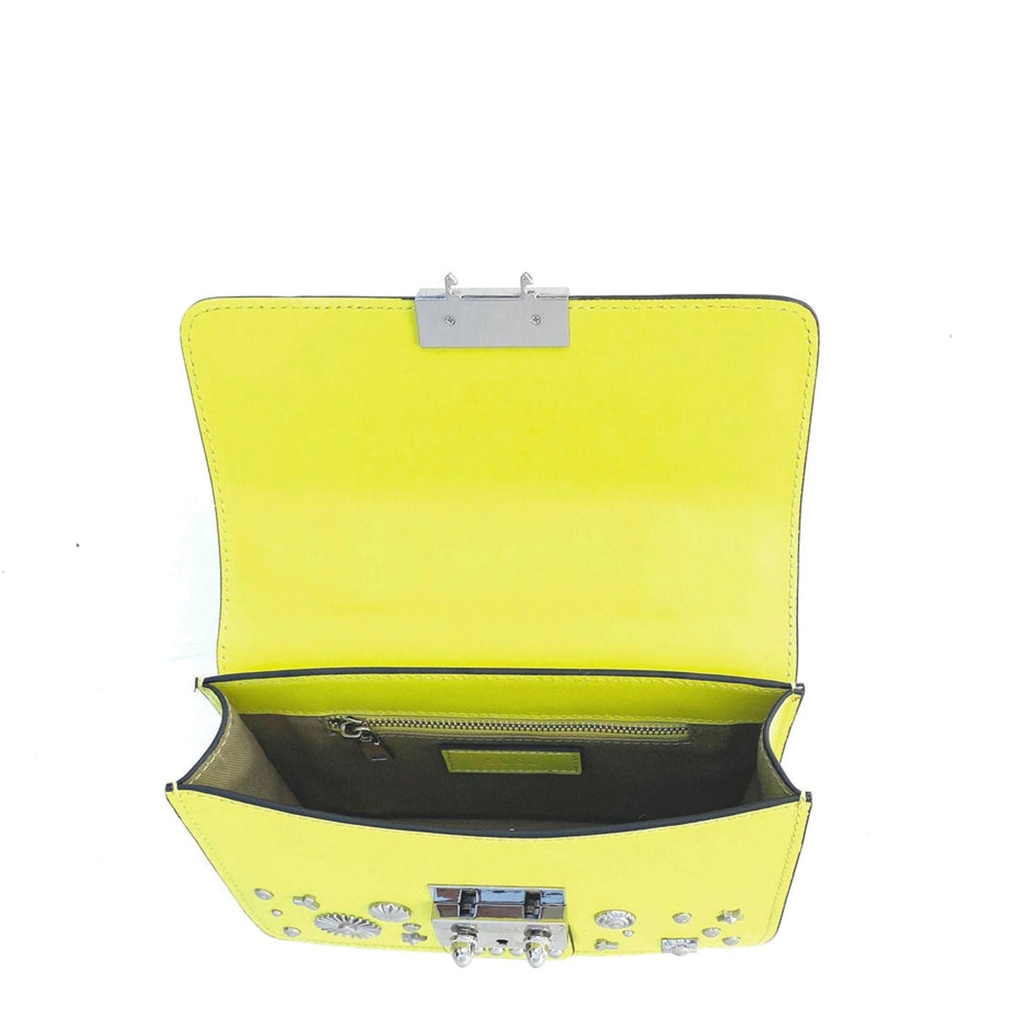Women's Bright Yellow Leather Crossbody Bag - SUSU Hollywood Studded Mini Purse - Diazza