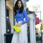 Women's Bright Yellow Mini Crossbody Bag - SUSU Mary Leather Wristlet Purse - Diazza