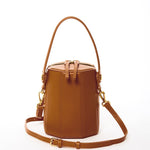 Women's Brown Leather Bucket Bag - SUSU Harper Small Geometric Crossbody Purse - Diazza