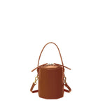 Women's Brown Leather Bucket Bag - SUSU Harper Small Geometric Crossbody Purse - Diazza