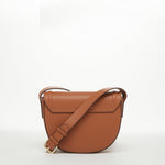 Women's Brown Leather Saddle Bag - SUSU Crossbody Purse with Front Pocket - Diazza