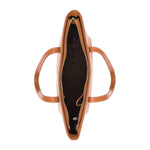 Women's Brown Leather Shoulder Bag - SUSU Ludlow Studded Tote with Zipper - Diazza