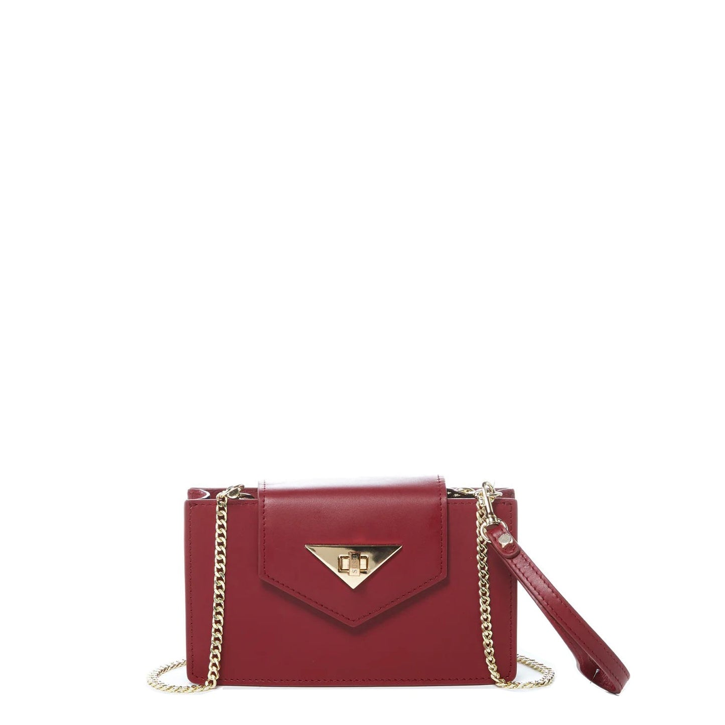 Women's Burgundy Leather Mini Crossbody Bag - SUSU Mary Wristlet Purse - Diazza