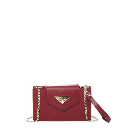 Women's Burgundy Leather Mini Crossbody Bag - SUSU Mary Wristlet Purse - Diazza
