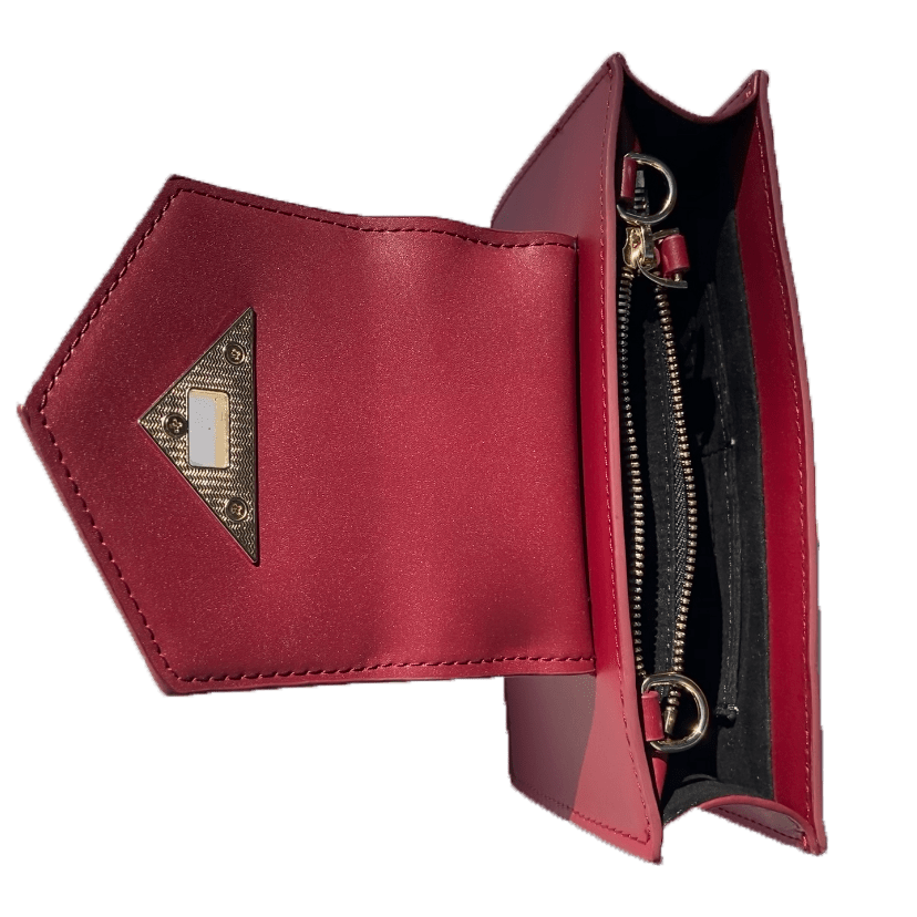 Women's Burgundy Leather Mini Crossbody Bag - SUSU Mary Wristlet Purse - Diazza