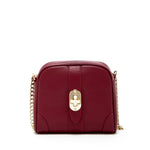 Women's Burgundy Small Crossbody Bag - SUSU Baxter Leather Purse with Chain - Diazza