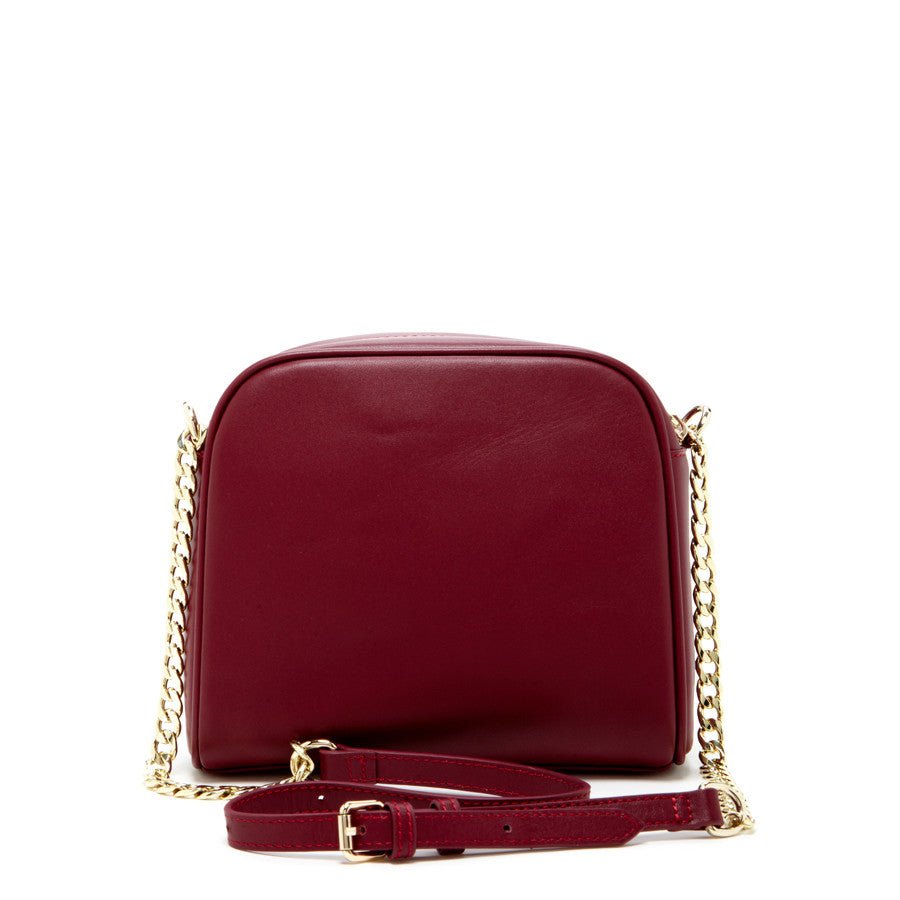 Women's Burgundy Small Crossbody Bag - SUSU Baxter Leather Purse with Chain - Diazza