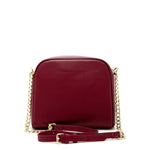 Women's Burgundy Small Crossbody Bag - SUSU Baxter Leather Purse with Chain - Diazza