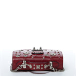 Women's Burgundy Studded Leather Crossbody Bag - SUSU Small Purse with Chain Strap - Diazza