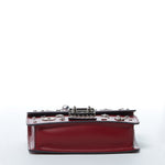 Women's Burgundy Studded Leather Crossbody Bag - SUSU Small Purse with Chain Strap - Diazza