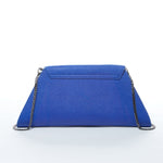 Women's Cobalt Blue Leather Clutch Bag - SUSU Evening Crossbody Purse with Chain - Diazza