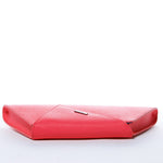 Women's Coral Pink Leather Clutch - Angelica Crosshatched Clutch Purse with Chain - Diazza