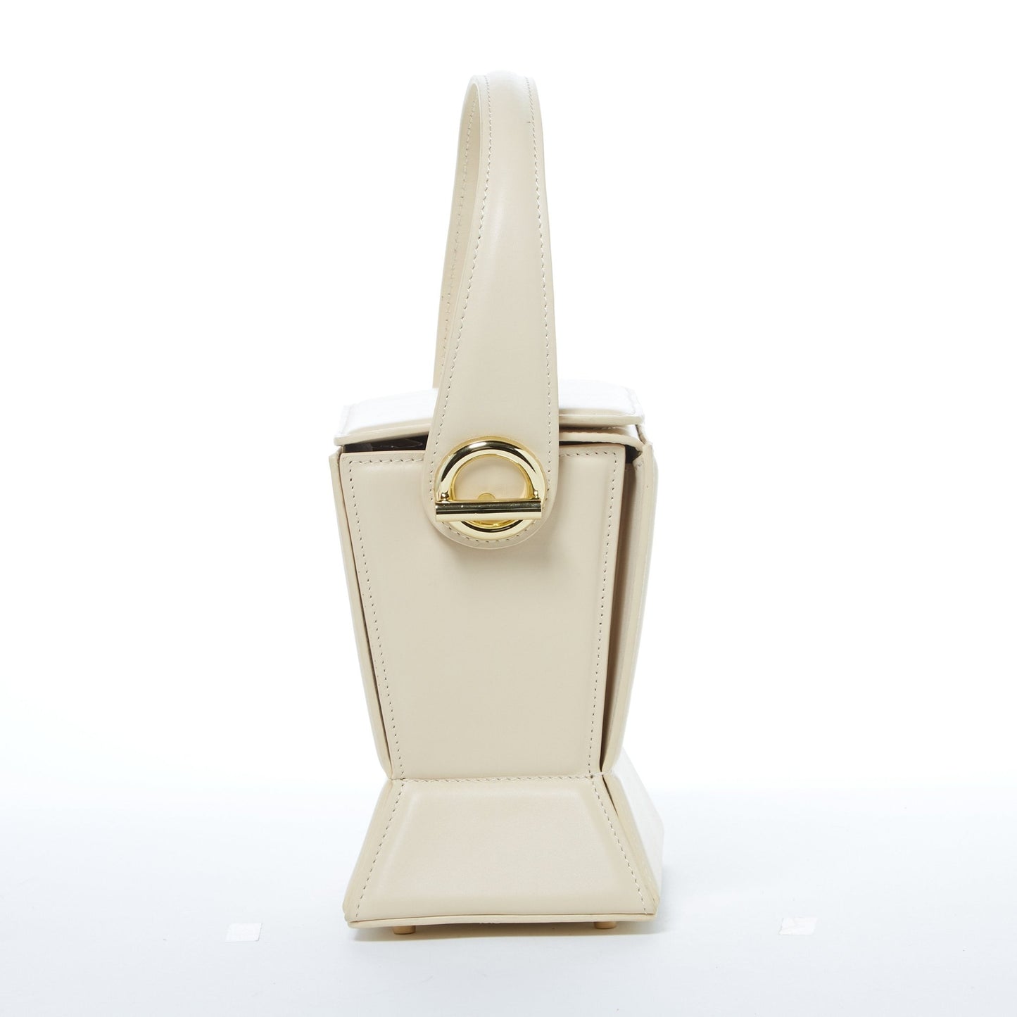 Women's Cream Off White Leather Bucket Bag - SUSU Amber Unique Crossbody Purse - Diazza