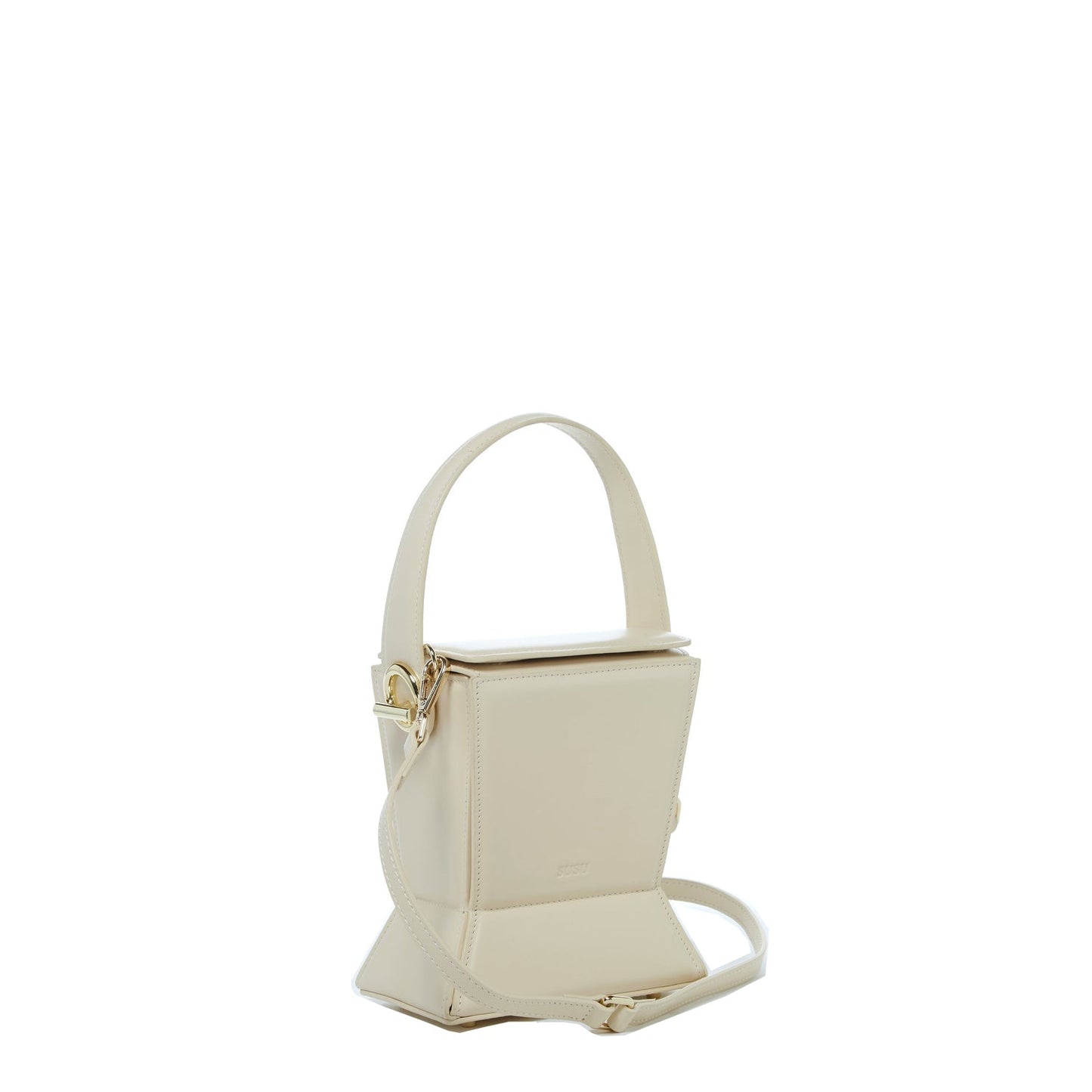 Women's Cream Off White Leather Bucket Bag - SUSU Amber Unique Crossbody Purse - Diazza