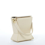 Women's Cream Off White Leather Bucket Bag - SUSU Amber Unique Crossbody Purse - Diazza