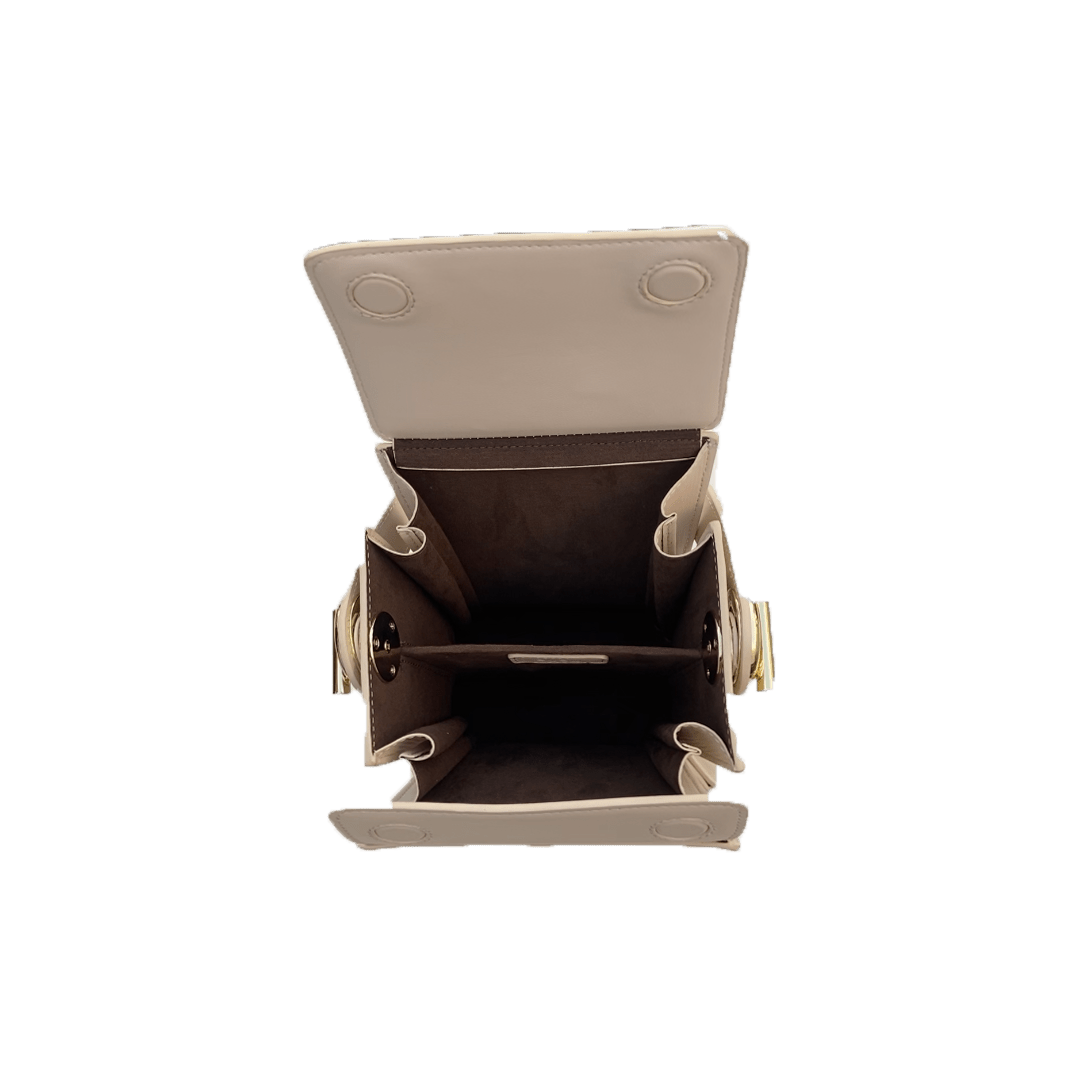 Women's Cream Off White Leather Bucket Bag - SUSU Amber Unique Crossbody Purse - Diazza